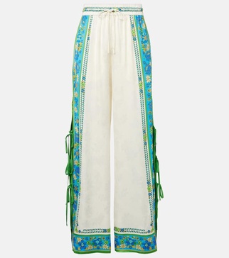 Vivianna printed high-rise wide-leg pants