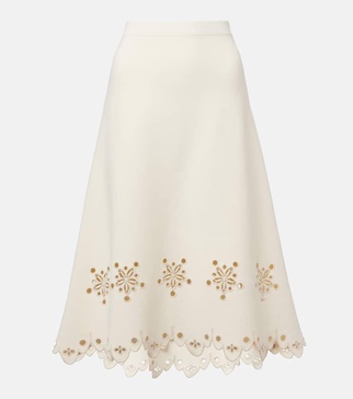 Melly scalloped crepe midi skirt