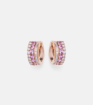 Lola 18kt rose gold hoop earrings with diamonds and sapphires