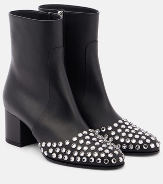 60 embellished leather ankle boots