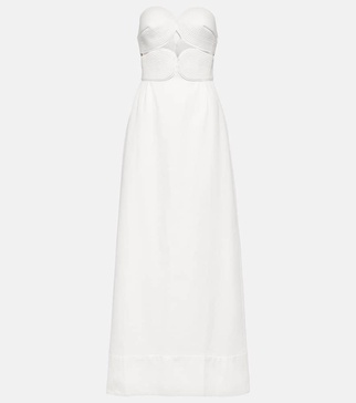 Matelassé cutout strapless maxi dress