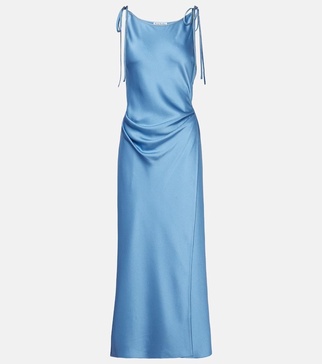 Draped satin maxi dress