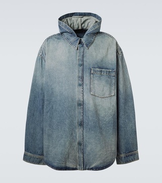 Hooded denim overshirt