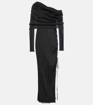 Off-shoulder ruched maxi dress
