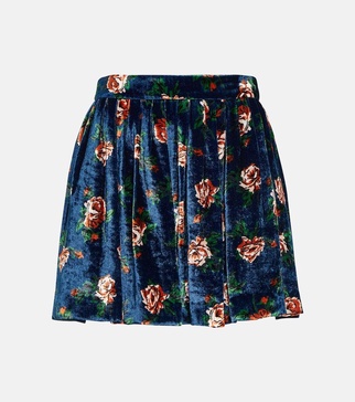 Floral velvet miniskirt