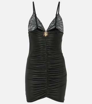 Laminated jersey minidress