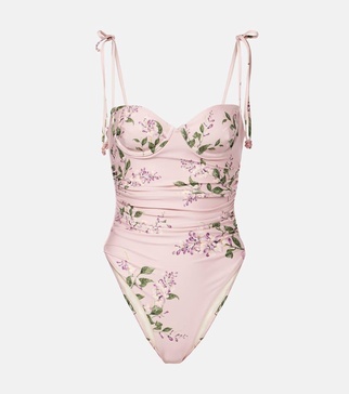 Rábano Wisteria ruched floral swimsuit 