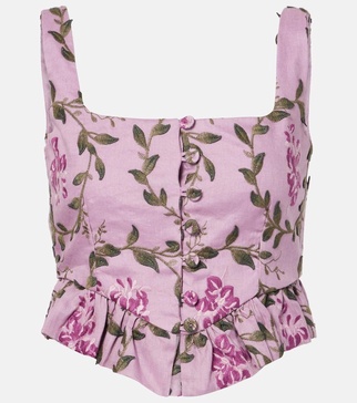 Eslabon floral embroidered linen top