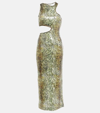 Sequined cutout midi dress