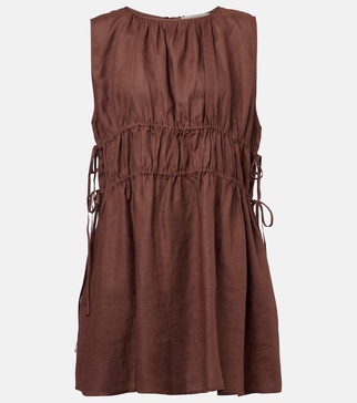 Gathered linen minidress