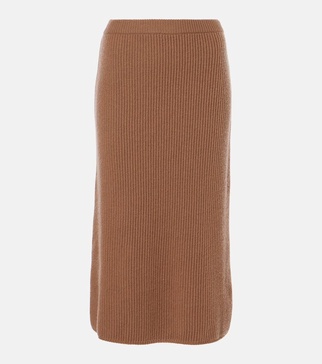Just ribbed-knit wool and cashmere midi skirt