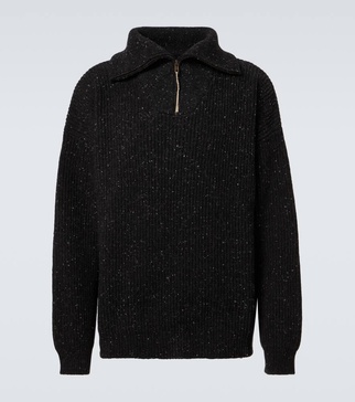 Linen and wool half-zip sweater