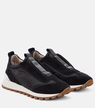 Monili suede-trimmed sneakers