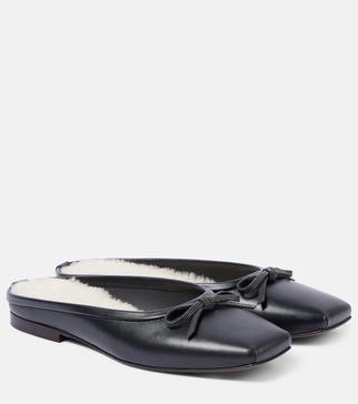 Monili shearling-lined leather mules