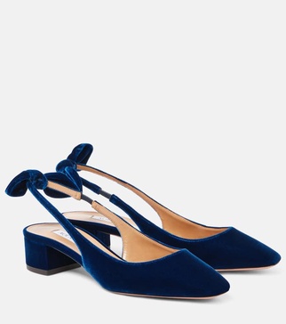 Very Bow Tie 35 velvet slingback pumps