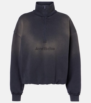 Logo cotton jersey half-zip sweatshirt