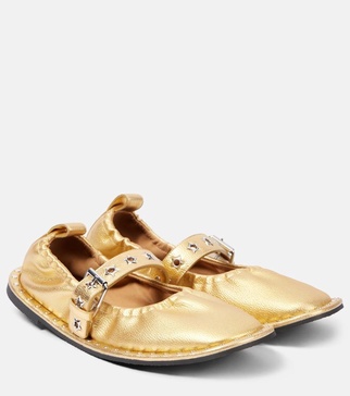 Falabella metallic Mary Jane flats