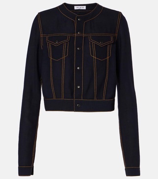 Fluid cropped wool-blend jacket