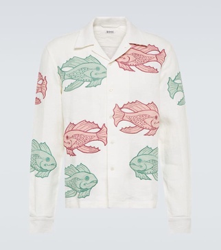 Piscine appliqué linen shirt