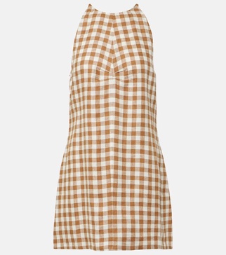 Antigua checked linen minidress