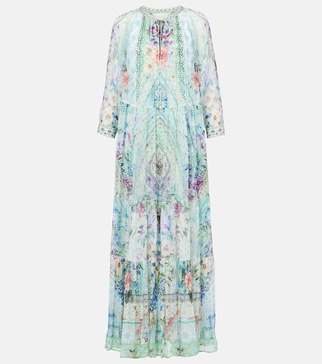 Crystal-embellished silk maxi dress