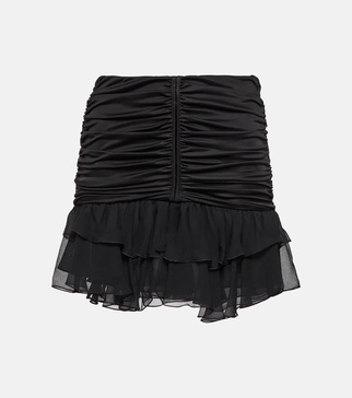Ruffle-trimmed pleated miniskirt