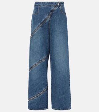 Zip-up wide-leg jeans