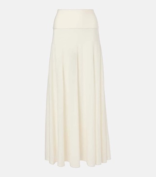 Low-rise virgin wool maxi skirt