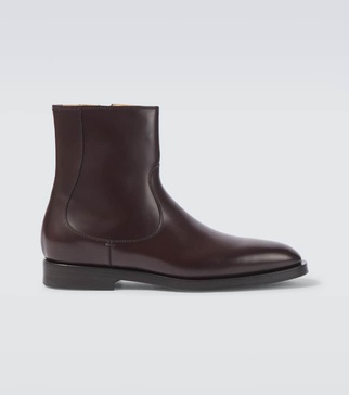 Polished leather ankle boots
