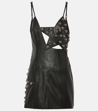 Studded leather minidress