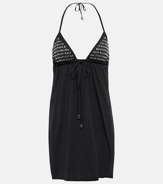 Embellished halterneck minidress