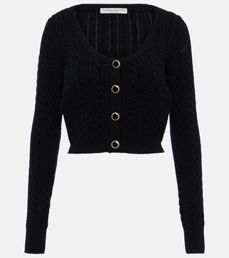 Cable-knit wool cardigan