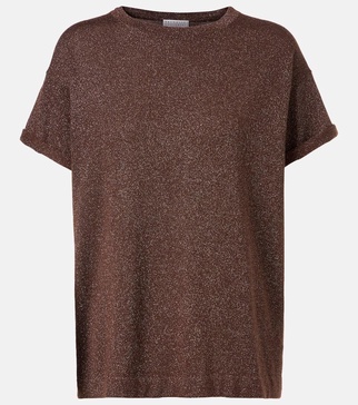 Cashmere and silk-blend lamé top