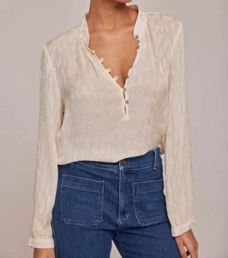 half placket pullver top in stone khaki