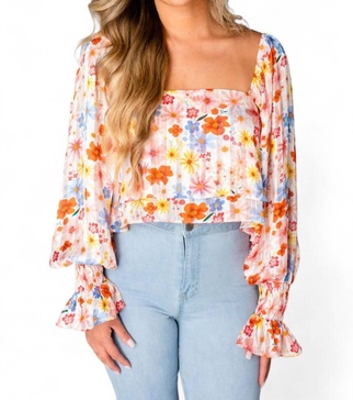 flora flowy cropped top in wild flower