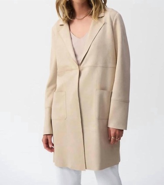 scuba suede straight jacket in parchment