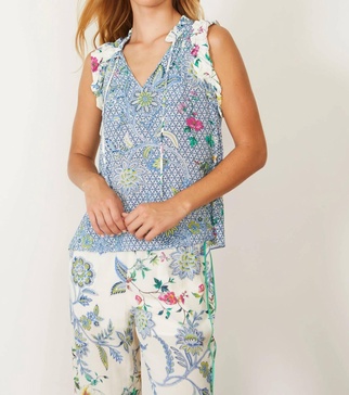 alani balinese floral top in blue