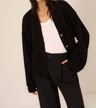 romy button front cardi in black