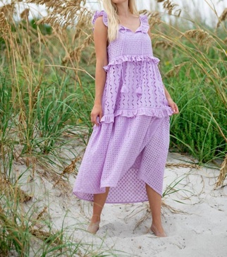 dominique lace dress in purple