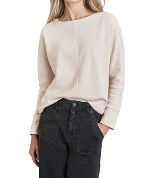 mixed media raglan sweater in cream
