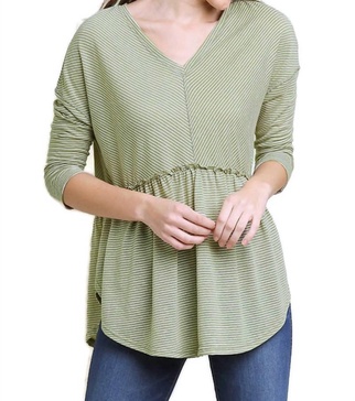 babydoll striped top in sage