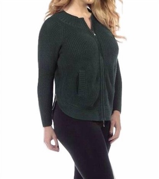 front & side-zip cardigan in hunter