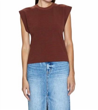 marina wide shoulder muscle tee in espresso stripe