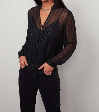 tomei l/s peasant top in black