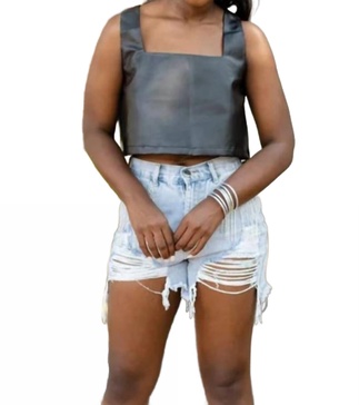 manning cropped tank top in black