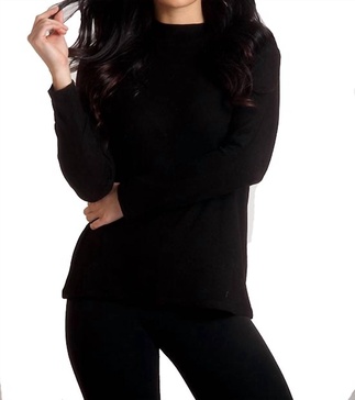 supersoft mock neck pullover in black