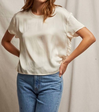 delphine satin crew neck tee in sugar