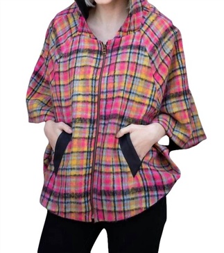 mari cape in pink plaid