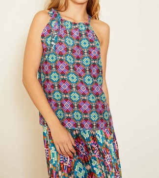 caroline top in kaleidoscope batik