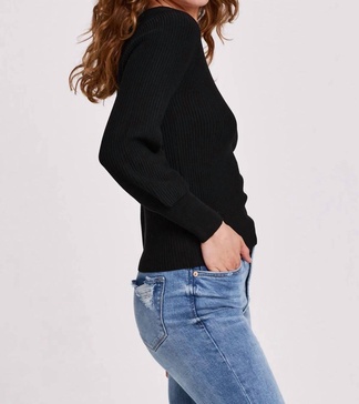 lincoln peplum sleeve sweater in black